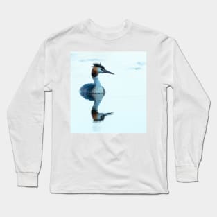 Great crested grebe swimming Long Sleeve T-Shirt
